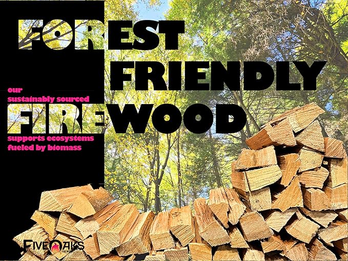 FiveOaks Firewood Pizza Oven Wood Kiln Dried Mini Split OAK 8" inch Long Pizza Wood for Cooking, Grilling or Smoking 1,248 cu. in. of Oak Wood for Mini Wood Stove Cooking Wood, Smoking Wood