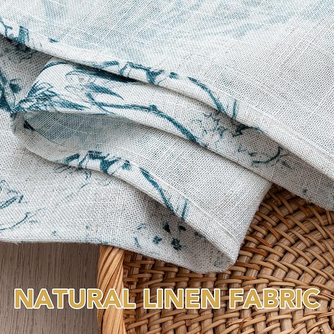 H.VERSAILTEX Linen Table Cloths Floral Printed Tablecloth Spill-Proof Waterproof Table Cover for Dining Buffet Feature Soft and Thick Fabric Wrinkle Free, 60 x 120 Inch, Vintage Botanical - Blue