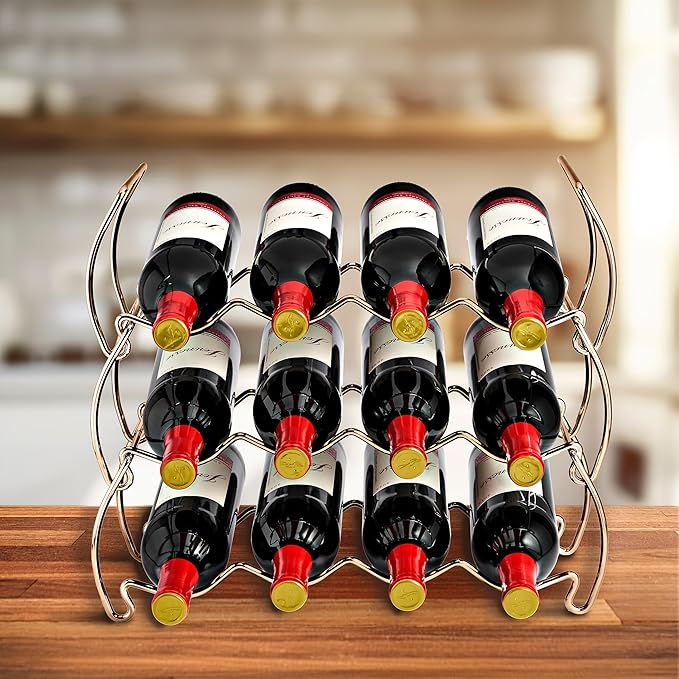 Sorbus 6-Tier Stackable Wine Rack - Classic Style Wine Racks for Bottles - Perfect for Bar, Wine Cellar, Basement, Cabinet, Pantry, etc - Hold 24 Bottles, Metal (Copper)