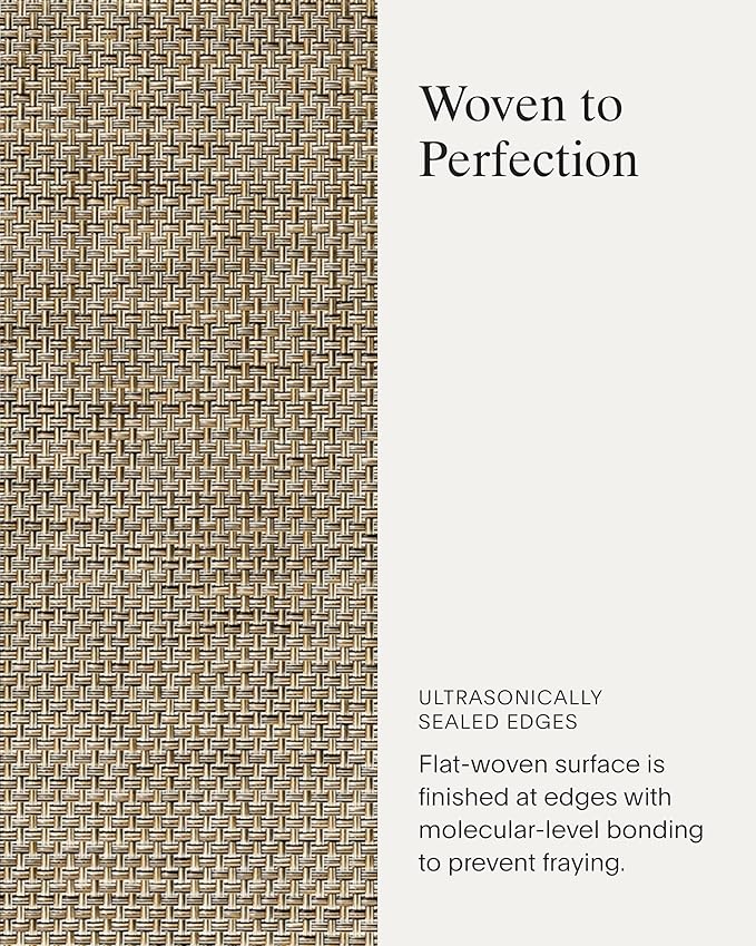Chilewich Basketweave Placemats in Latte - Set of 4 - Easy Care Woven Tabletop Textiles - Indoor/Outdoor - 15" Round
