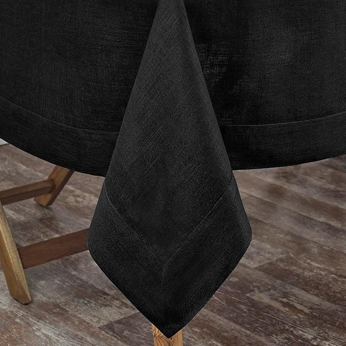 D'Moksha Homes Black Linen Tablecloth 60 x 156 Inch - 100% Pure Linen Tablecloth for Rectangle Tables - Machine Washable Table Cloth for Spring, Easter