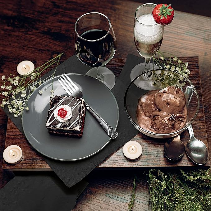 500 Pack Cocktail Napkins Paper - Quality 3-Ply Black Beverage Napkins - Restaurant, Event, Bar Napkins - Perfect Size Dessert Napkins - Party Napkins Bulk - Elegant Wedding Napkins Disposable