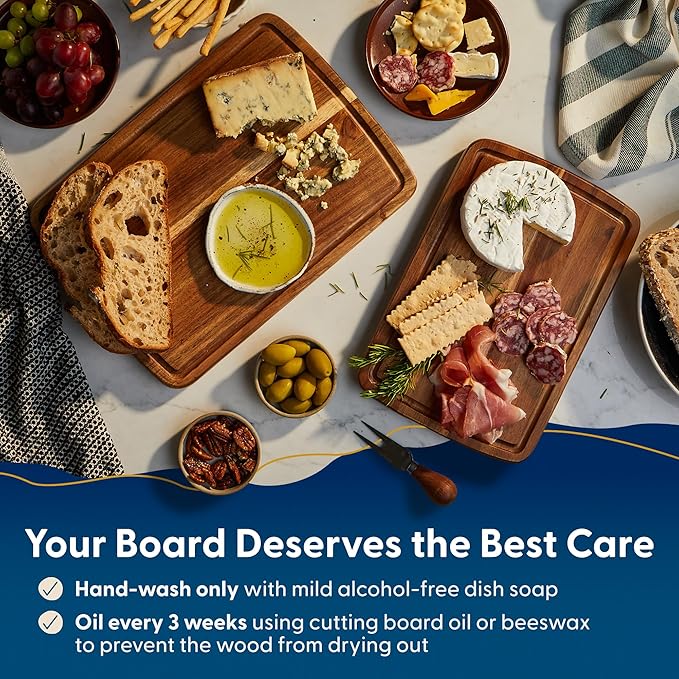 Sonder Los Angeles Doheny Wood Cutting Board Set | Acacia Edge Grain Cutting Board for Kitchen with Juice Groove | Perfect for Compact Daily Use | Gift Box Included | 14x10x1 in & 12x8x1 in