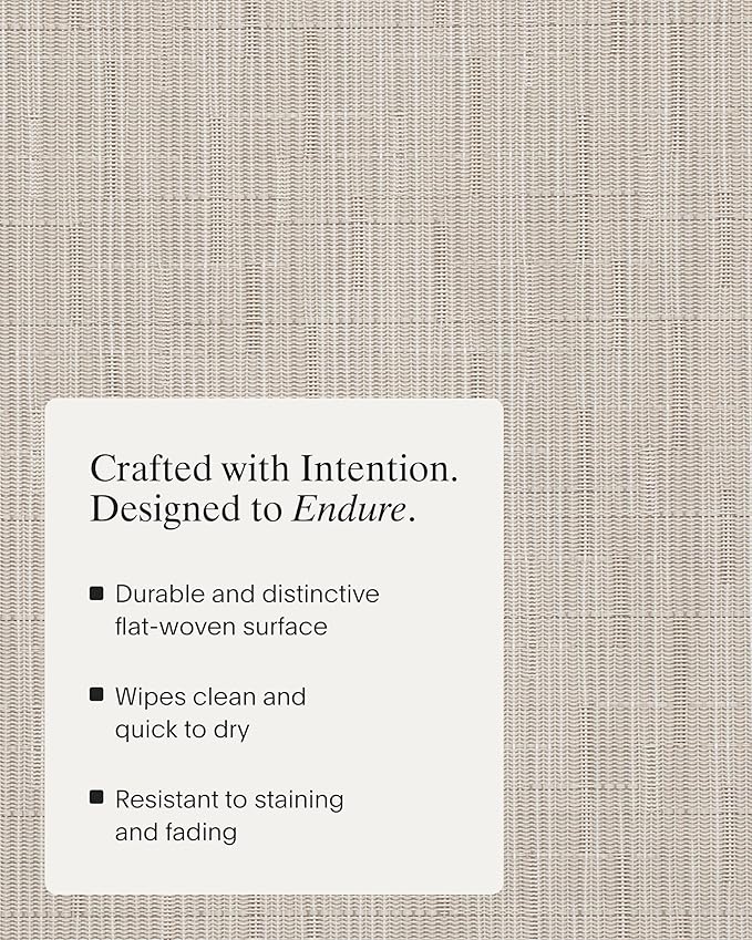 Chilewich Bamboo Placemats Set of 4 - Woven Rectangle Placemats - Reusable, Stain-Resistant, Indoor/Outdoor Tabletop Protection - 19" x 14" - Chino