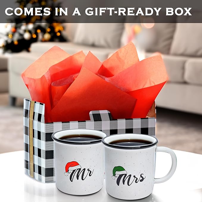 MAINEVENT Mr and Mrs Christmas Mugs Coffee Set of 2 11 Ounce Holiday Mugs