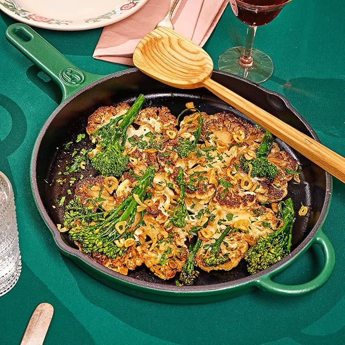 Great Jones King Sear Cast-Iron Skillet (Broccoli, 12") | Enameled for Easy Cleaning | Safe for All Stovetops & Ovens | Perfect for Crispy Chicken, Steak & More | Oven-Safe to 500째F | Hand Wash Only
