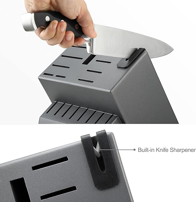 McCook짰 Knife Sets, German Stainless Steel Forged Kitchen Knives Block Set with Built-in Knife Sharpener