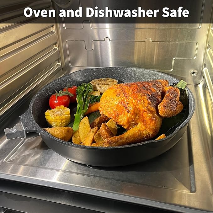8 Inch and 12.5 Inch Smart Nonstick Frying Pan Set with Removable Handles,Cast Aluminum and Anti-Scratch Saut챕 Pans,Compatible with All Stovetops,Dishwasher and Oven Safe