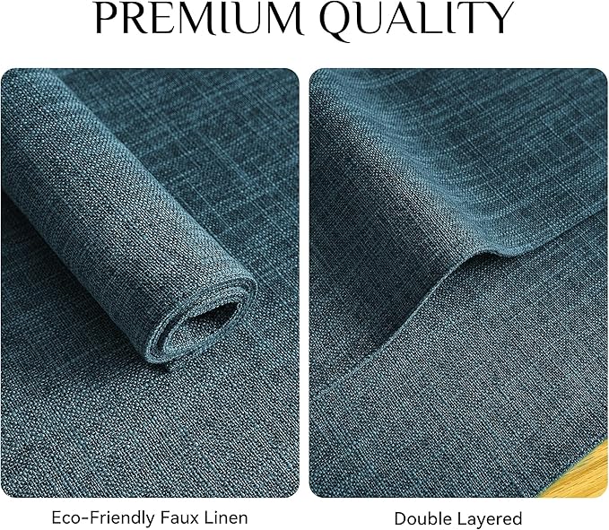 Softalker Faux Linen Placemats Set of 8-12 x 18 Inch, Heat Resistant Double Layered Durable Burlap Farmhouse Place Mats, Non-Slip Washable Rustic Table Mats for Dining, Kitchen, Party竊늇eal