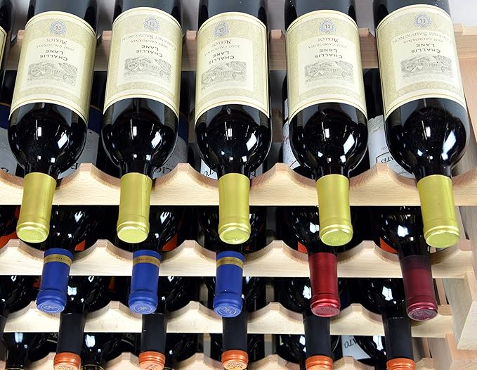 sfDisplay.com,LLC. Modular Wine Rack Pine Wood 24-72 Bottle Capacity Storage 6 Bottles Across up to 12 Rows Stackable Newest Improved Model (36 Bottles - 6 Rows)