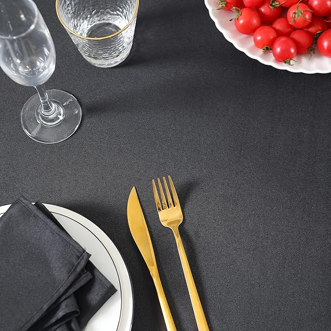 Cupuamon Rectangle Tablecloth 60x120 inch Washable Polyester Fabric Table Cloth for Wedding Party Dining Banquet Decoration（12 Pack 60x120, Black）