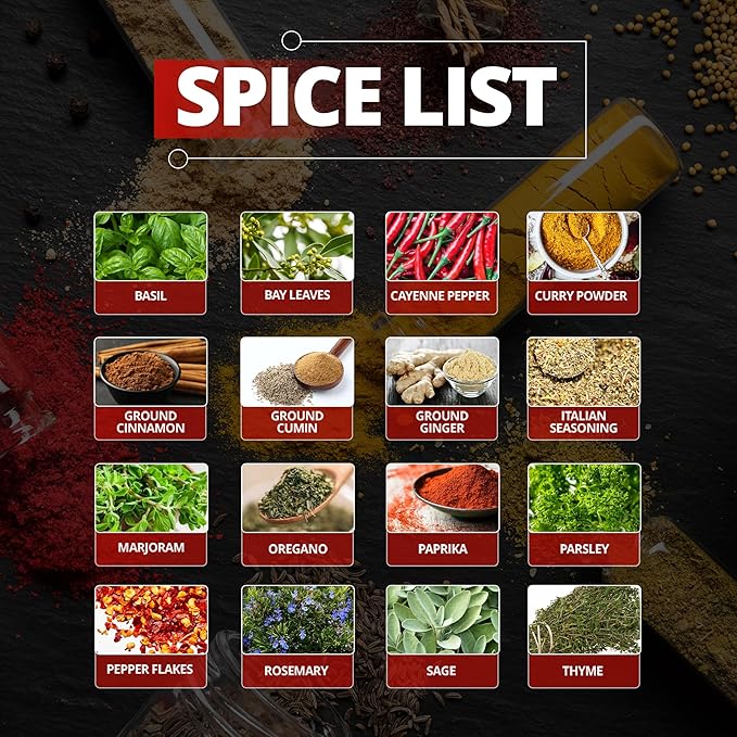 Orii 16-Jar Rotating Spice Rack with Spices Included ??Pre-Filled Spice Racks with 5-Year Refill Program - Flavorful Spices