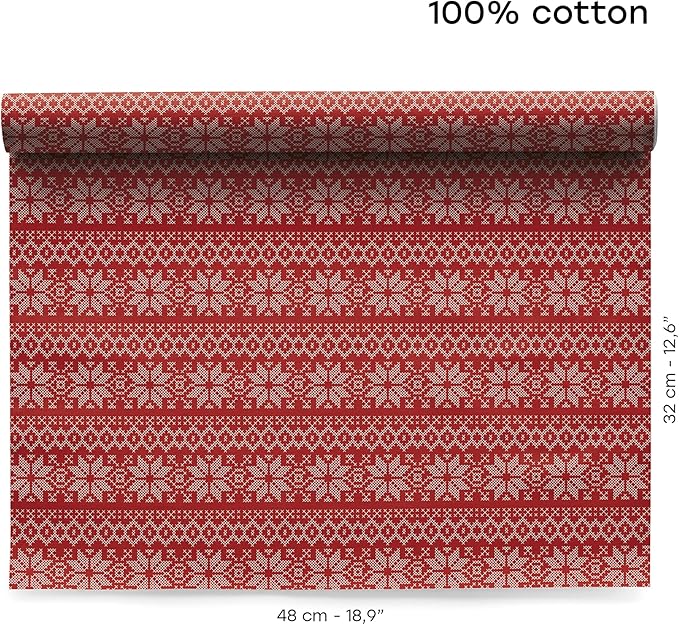 MY DRAP Washable And Reusable Cloth Placemat - 17.7 x 12.6 in (6 Per Roll, Cotton Noel)