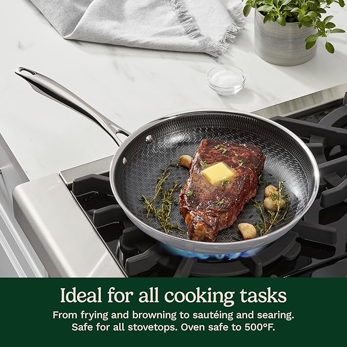 Cuisinart FusionElite+ Nonstick Tri-Ply Stainless Steel Skillet, 10??Skillet Frying Pan with PURELYSEAR Ceramic Nonstick Technology, Scratch Proof, Cool Grip Handles, Dishwasher Safe