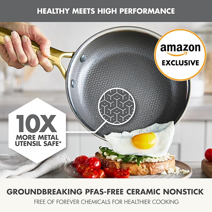 GreenPan Hybrid 13 Piece Nonstick Stainless Steel Cookware Set, APEX Tri-Ply Thermobond PFAS-Free Ceramic Pots & Pans, Induction & All Cooktop Compatible, Oven Temp to 850째F, Dishwasher Safe, Gold