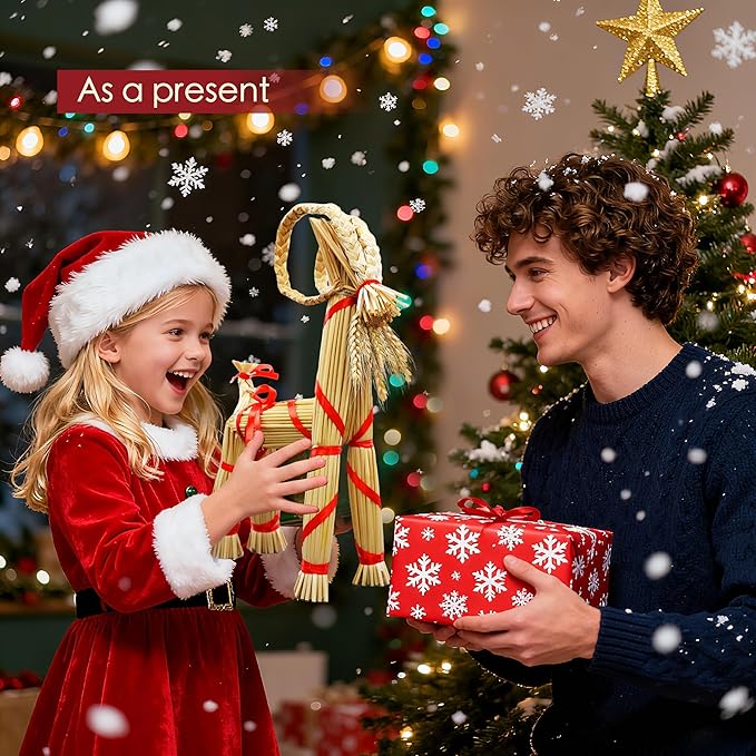 16.1-inch Tall Swedish Straw-Woven Christmas Goat Yule Decoration forome Birthday Party Interior Outdoor Holiday Tradition Decor