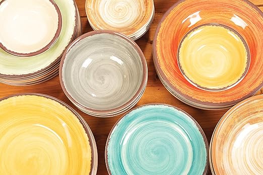 Carlisle FoodService Products Mingle Resuable Plastic Plate Appetizer Plate with Pottery Style for Home and Restaurant, Melamine, 7 Inches, Smoke