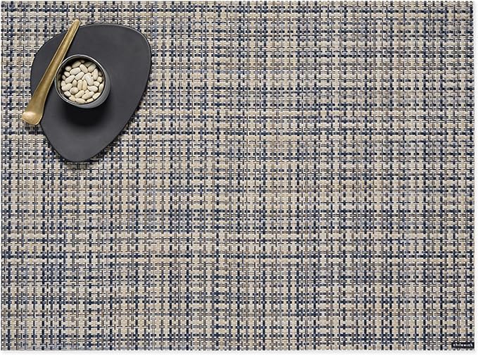 Chilewich Basketweave Placemats in Coast - Set of 4 - Easy Care Woven Tabletop Textiles - Indoor/Outdoor - 19" x 14" Rectangle