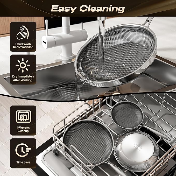Hybrid Nonstick 8-Inch Frying Pan,Non Stick Frying Pan,PFAS PFOA PTFE Free,Stay-Cool Handle, Dishwasher-Friendly, Oven-Safe Up to 600째F, Induction Ready, Compatible with All Cooktops