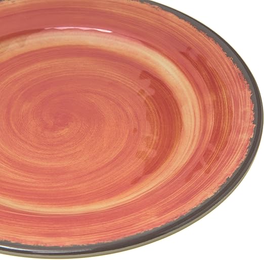 Carlisle FoodService Products Mingle Resuable Plastic Plate Appetizer Plate with Pottery Style for Home and Restaurant, Melamine, 7 Inches, Fireball
