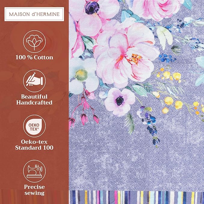Maison d' Hermine Placemats Set of 4 100% Cotton Washable Cloth Place Mats, Reusable Table Mats for Kitchen Dining Decoration, Party, Restaurant Spring/Summer (Sweet Rose Lavender - Lush, 13" x 19")