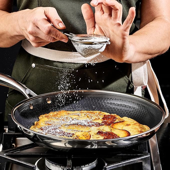 HexClad Hybrid Nonstick 12-Inch Frying Pan, Stay-Cool Handle, Dishwasher-Friendly, Oven-Safe Up to 900째F, Induction Ready, Compatible with All Cooktops