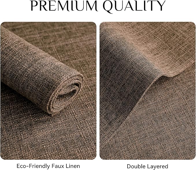 Softalker Faux Linen Placemats Set of 4-12 x 18 Inch, Heat Resistant Double Layered Durable Burlap Farmhouse Place Mats, Non-Slip Washable Rustic Table Mats for Dining, Kitchen, Party竊뉰rown