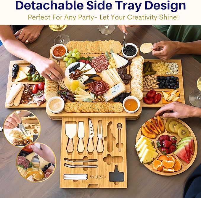 Charcuterie Boards Set ??Large Bamboo Cheese Board & Platter with Charcuterie Accessories, Housewarming Gifts for New Home, Christmas, Bridal Shower, New House Gift