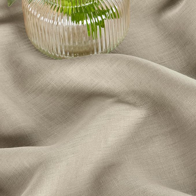 Solino Home Linen Square Tablecloth 52 x 52 Inch - 100% Pure Linen Vintage Khaki Table Throw - Fete, Machine Washable Table Cloth for Spring, Easter