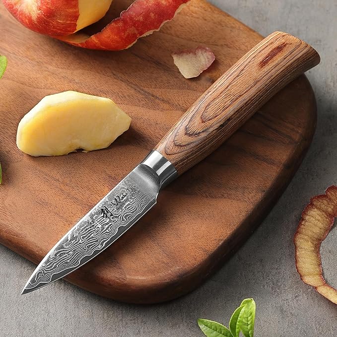 Wakoli EDIB Pro Premium Paring Knife ??Japanese Style Kitchen Knife | 3.2-Inch Blade Made of 67-Layer Real Big Master Steel with Pakka Wood Handle | Professional Cooking Tool