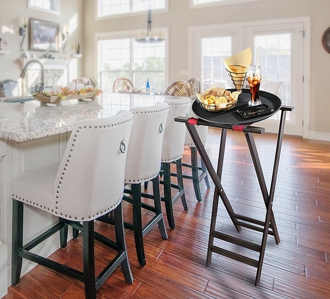 New Star 20038 Mahogany Finish Solid Birchwood Tray Stand, 38-Inch, Brown