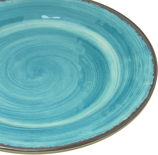 Carlisle FoodService Products Mingle Resuable Plastic Plate Appetizer Plate with Pottery Style for Home and Restaurant, Melamine, 7 Inches, Aqua