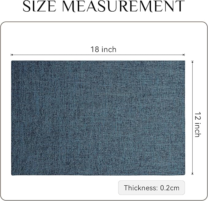 Softalker Faux Linen Placemats Set of 6-12 x 18 Inch, Heat Resistant Double Layered Durable Burlap Farmhouse Place Mats, Non-Slip Washable Rustic Table Mats for Dining, Kitchen, Party竊뉿avy Blue