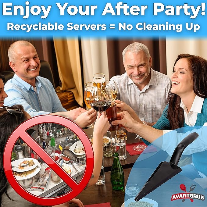 Heavy Duty, Recyclable 10" Dessert Servers 6 Pack. Perfect for Serving Pie, Cake and Pizza. Best Disposable Plastic Cutters for a Wedding or Birthday Party. Great Shovel Slicers for Catering Events