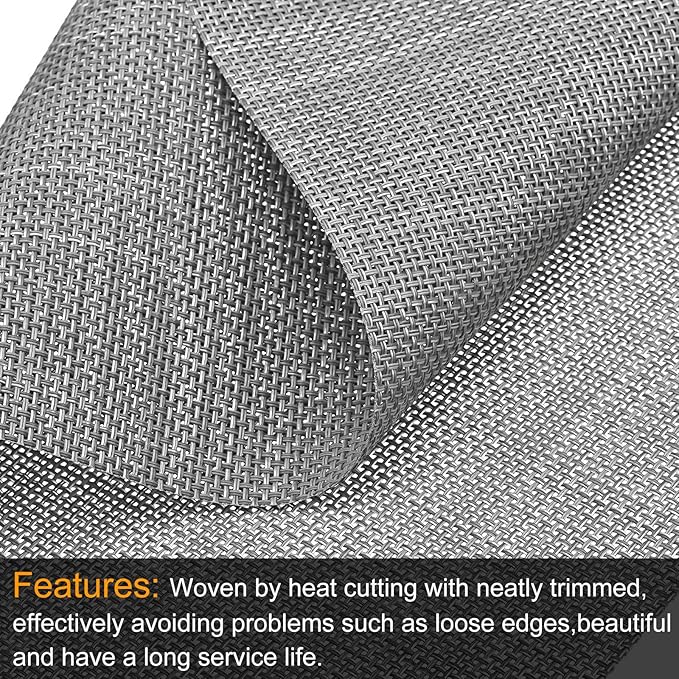 uxcell Place Mats, 450x300mm Table Mats Set of 2 PVC Washable Woven Placemat Gray