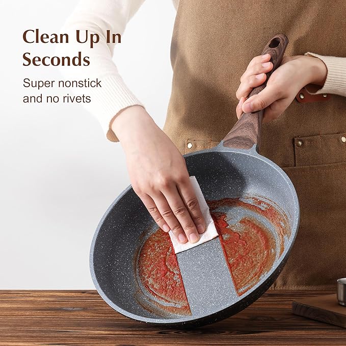 SENSARTE Nonstick Frying Pan Skillet, Swiss Granite Coating Omelette Pan, Healthy Stone Cookware Chef's Pan, PFOA Free (8/9.5/10/11/12.5 Inch) (12 Inch)