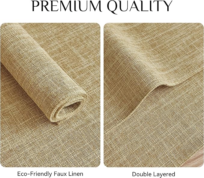 Softalker Faux Linen Placemats Set of 6-12 x 18 Inch, Heat Resistant Double Layered Durable Burlap Farmhouse Place Mats, Non-Slip Washable Rustic Table Mats for Dining, Kitchen, Party竊뉻haki