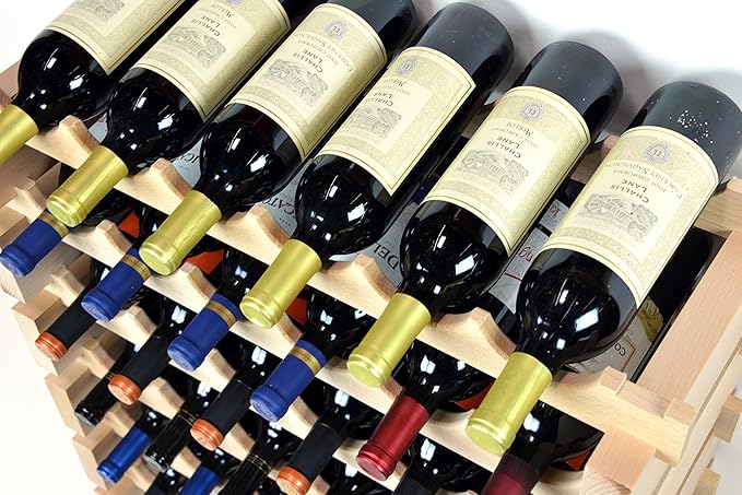 Modular Wine Rack Beechwood 40-120 Bottle Capacity 10 Bottles Across up to 12 Rows Newest Improved Model (40 Bottles - 4 Rows)