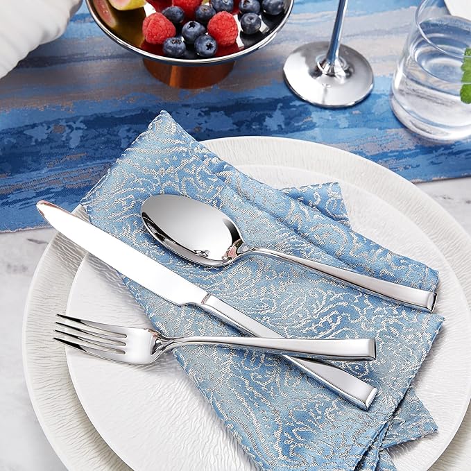 KEAWELL Premium Imperial 20-Piece Silverware Set, Service for 4 ??Heavy Duty 18/10 Stainless Steel Flatware, Dishwasher Safe for Elegant Dining and Holiday Hosting (20, Silver)