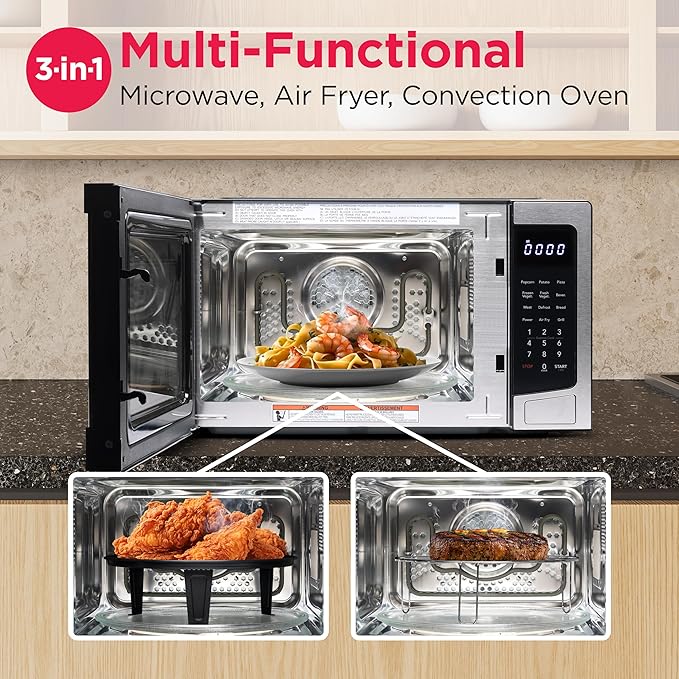 FRIGIDAIRE 1.2 cu ft Microwave, Digital Air Fryer, Convection Oven, Combo-Fry with XL Capacity, Stainless Steel Finish