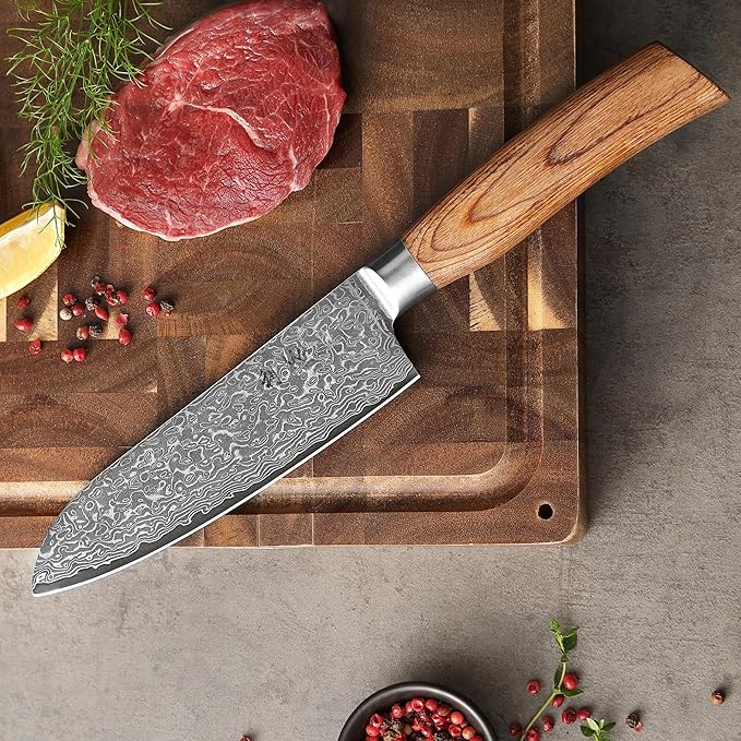 Wakoli EDIB Pro 2-Piece Damascus Kitchen Knife Set ??Santoku & Small Santoku with VG10 Core made of 67-Layer Damascus Steel Blades ??Professional Chef Knives with Ergonomic Pakkawood Handles