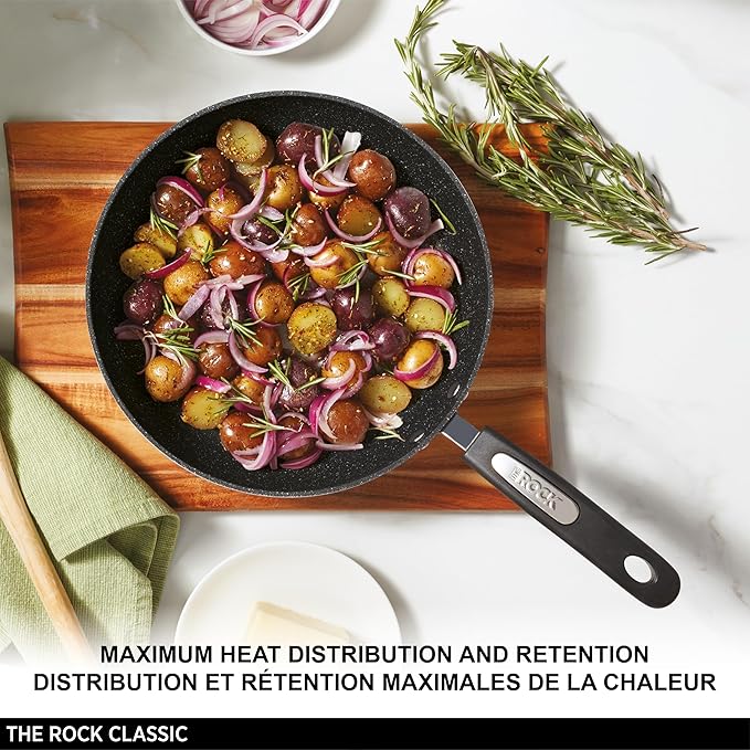 Starfrit The Rock 28 cm (11") Non-Stick Fry Pan - Durable Forged Aluminum - Oven Safe - PFOA Free - Easy to Clean - Black