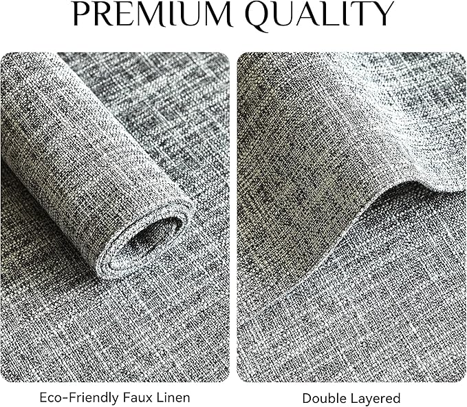 Softalker Faux Linen Placemats Set of 8-12 x 18 Inch, Heat Resistant Double Layered Durable Burlap Farmhouse Place Mats, Non-Slip Washable Rustic Table Mats for Dining, Kitchen, Party竊뉯sh Grey