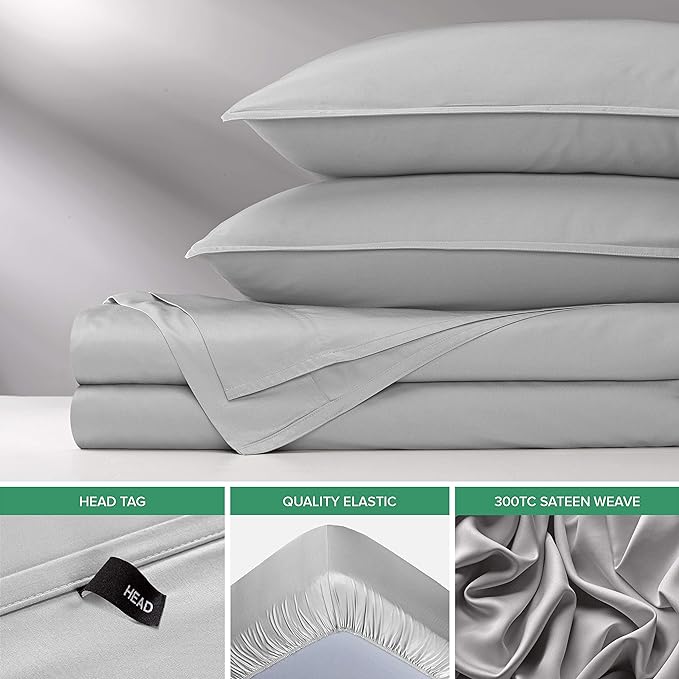 Pure Bamboo Twin XL Sheets, Genuine 100% Organic Viscose Derived from Bamboo Bed Sheet Set, Luxuriously Soft & Cooling, Double Stitching, 2 Year Quality Promise (Twin XL, Silver Pearl)