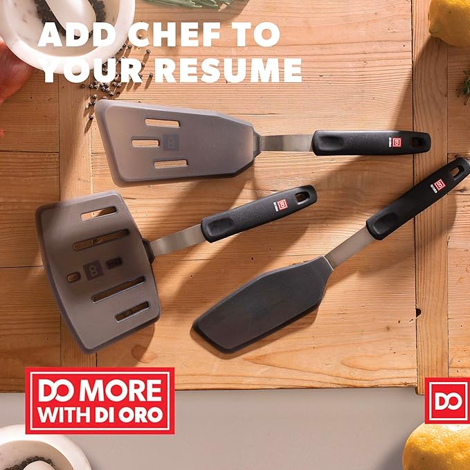 DI ORO Spatulas for Kitchen Use - Forever Warranty - 600째F Heat-Resistant Silicone - Turner Spatula Set for Cooking - BPA Free Wide Pancake Spatulas - Egg Flippers for Nonstick Cookware Safe (3pc)