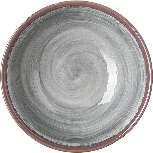 Carlisle FoodService Products Mingle Resuable Plastic Bowl Small Bowl with Pottery Style for Home and Restaurant, Melamine, 17 Ounces, Smoke, (Pack of 12)