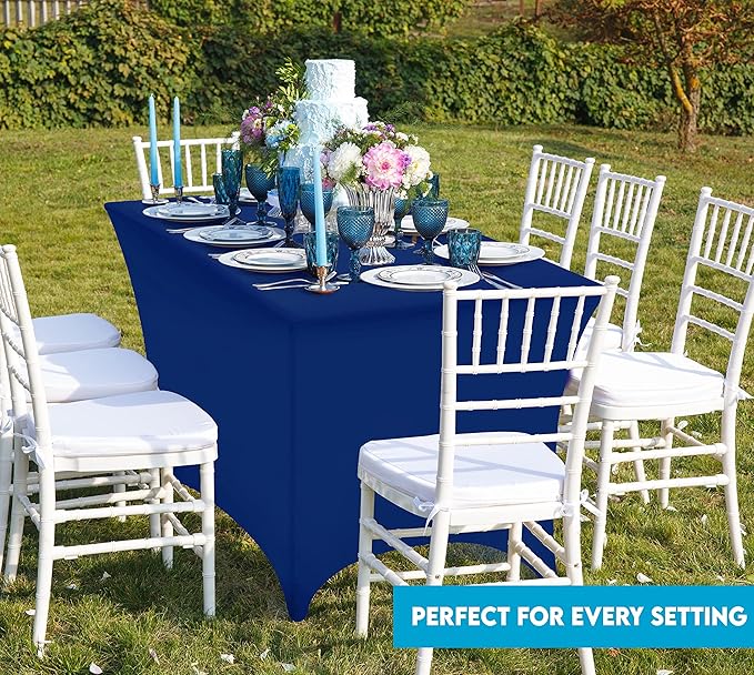 Utopia Kitchen Spandex Tablecloth 2 Pack [6FT, Royal Blue] Tight, Fitted, Washable and Wrinkle Resistant Stretch Table Cloth Rectangle Cover for Trade Show, Weddings & Parties [72Lx30Wx30H Inch]
