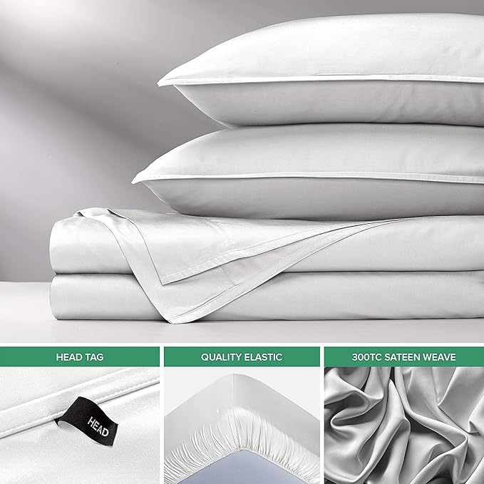 Pure Bamboo Split King Sheets, Genuine 100% Organic Viscose Derived from Bamboo Bed Sheet Set, Soft & Cooling, Double Stitching, 2 Fitted Sheets (Split King, White)
