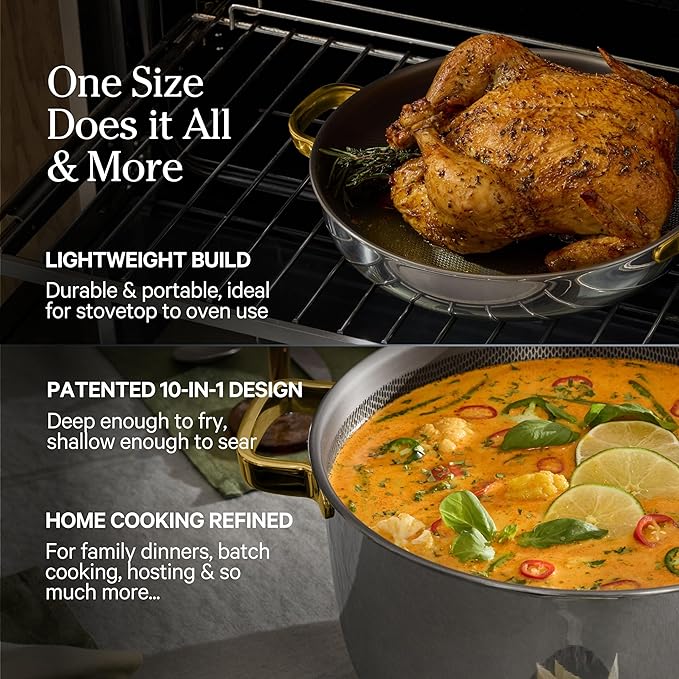 Our Place Titanium Pro Cookware Duo | 6-Piece Tri-Ply Titanium Cookware Set with Always Pan Pro & Perfect Pot Pro | Non-Toxic No-Coating Nonstick | Induction & Oven-Safe up to 750째F | Gold