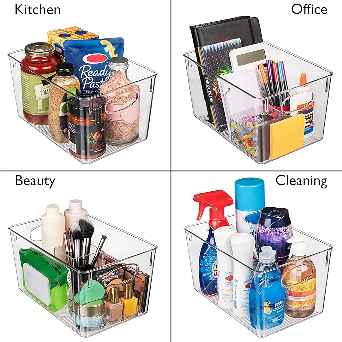 ClearSpace Plastic Storage Bins With lids, 8 Pack ??Perfect Pantry Organization and Storage ??Fridge Organizer, Pantry Storage Containers and Storage Bins, Cabinet Organizers